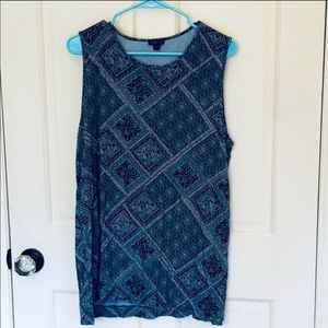 J. Jill Long Blue & Black Patchwork Tank